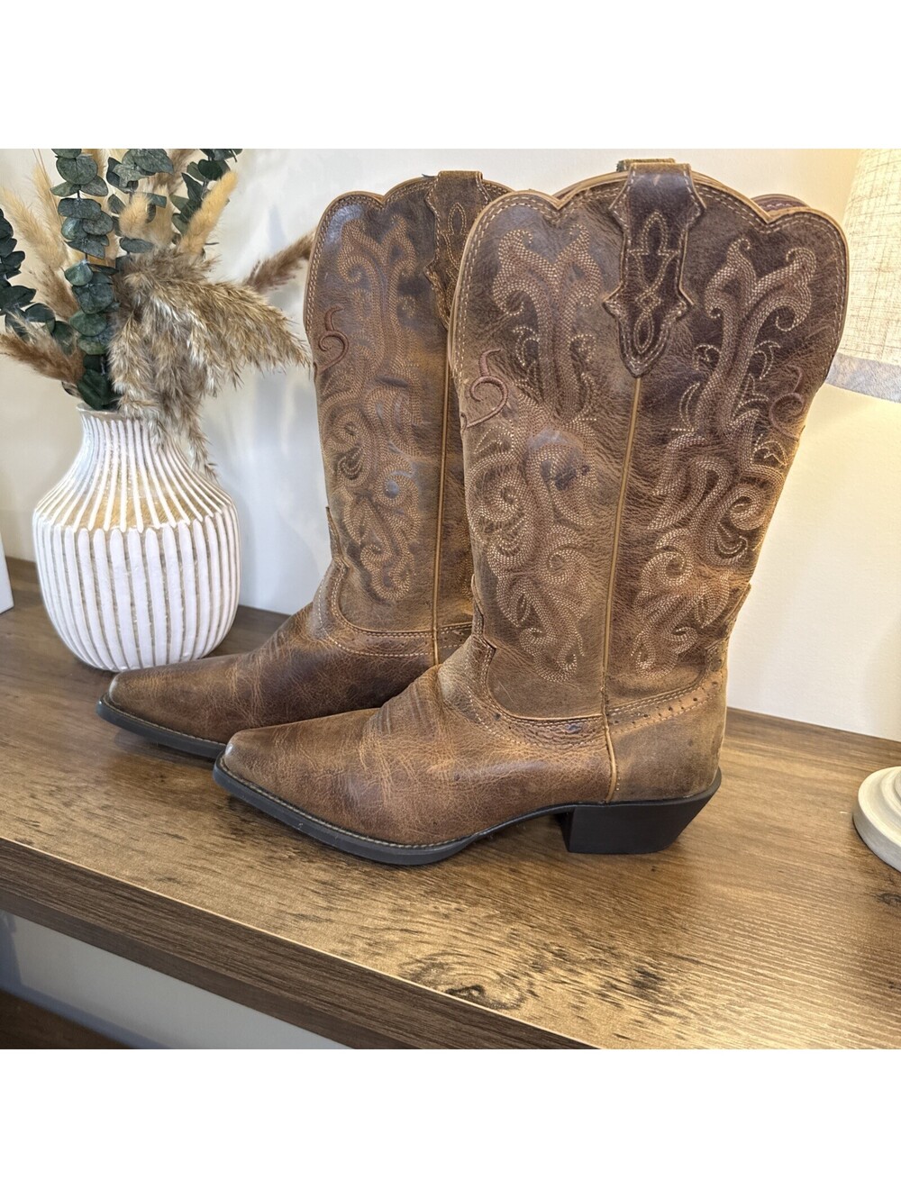 Justin Womens 9B McKayla 12" Brown Western Cowgirl Boots L2561 Worn Once